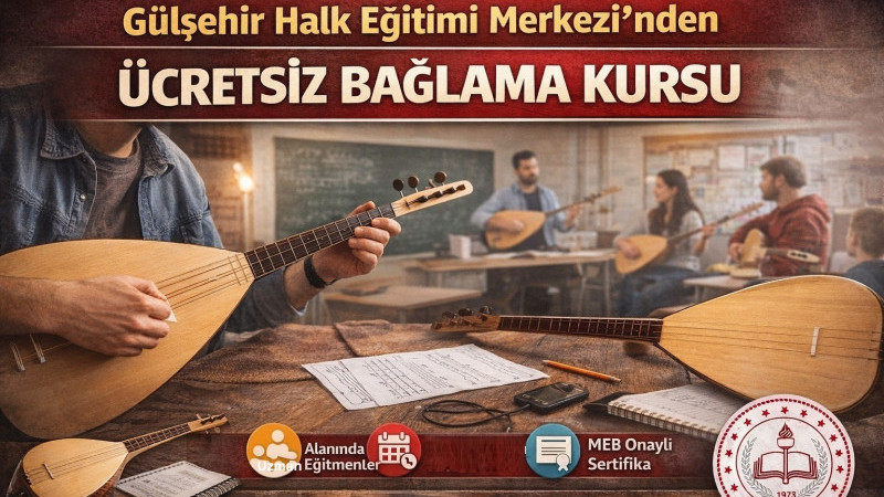Gülşehir Halk Eğitimi Merkezi Bağlama Kursu Düzenliyor