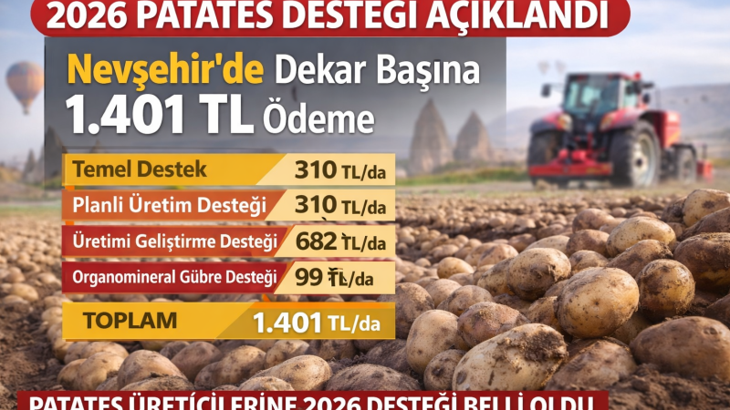 Patates İçin Dekar Başına 1.401 TL Destek Verilecek